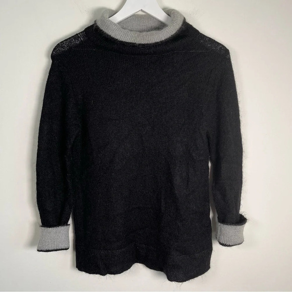 Vintage Chelsea Campbell black and gray mohair turtleneck sweater size small - Picture 1 of 7